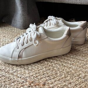 Keds Women's Pursuit Leather Sneakers- Egret/Gold- Size 7.5/38EU